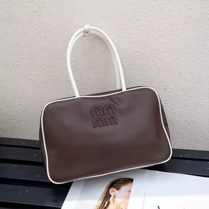 Bolso de cuero para mujer, mango largo, marco blanco, maletín de color block, cuero de vaca, tacto delicado, agarre de un solo hombro - Product Image 3