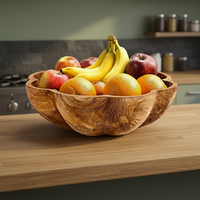 Promotieprijs Decoratieve massief teakhouten serveerschaal houten fruitschaal voor de keuken