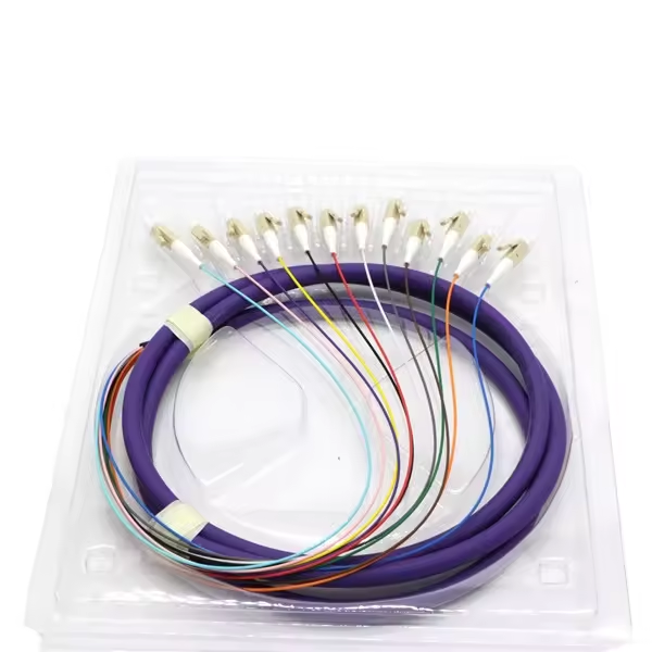 TTI Guangdong LC/UPC Multi Mode OM4 12 Core 1M PVC Fiber Optic Cable Pigtail