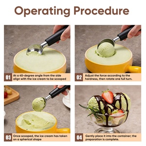 Cuchara de Helado de Aleación de Zinc con Mango Negro Premium, Cuchara de Sorbete Metálica Anticongelante, Utensilios de Cocina Duraderos al por Mayor para Chefs - Product Image 3