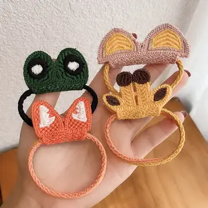 Cartoon Stereo Kaninchen Ohr Kaninchen Haars eil Schöne gestrickte Haar gummis Handgemachte Häkelhaar Zubehör Pferdes chwanz Halter Haarband