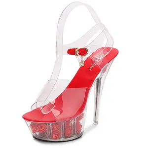 Vendita all'ingrosso pompa 118-Sottili tacchi Super Stripper scarpe donna moda vernice pompe pompe Sexy sandalo fiore festa Pole scarpe da ballo