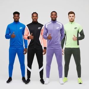 Conjunto de Chaqueta y Pantalones Deportivos Madrid en Oferta, Cuello Alto Elástico con Cremallera Completa para Correr en Invierno y Entrenamiento de Fútbol - Product Image 1