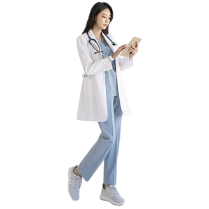 Bata <span class=keywords><strong>de</strong></span> Hospital Personalizada <span class=keywords><strong>de</strong></span> Manga Larga <span class=keywords><strong>de</strong></span> Poliéster y Algodón Tejido con Diseño Personalizado, Bata <span class=keywords><strong>de</strong></span> Médico Blanca, Bata <span class=keywords><strong>de</strong></span> <span class=keywords><strong>Laboratorio</strong></span> Médico para Mujer - Product Image 3