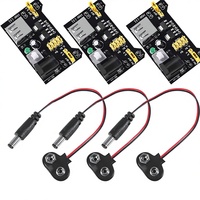 Module d'alimentation sans soudure 3.3V 5V MB102, clip de batterie 9V, prise jack DC 2.1x5.5mm pour Raspberry Pi