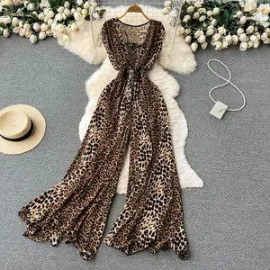 Ly955 Nieuwe 2023 Koreaanse Chique Luipaardprint Mouwloze Elastische Taille Jumpsuit Vrouwen Sexy Jumpsuits Playsuit 6