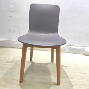Ke Ming Modern <b>Plastic</b> <b>Chair</b> Grey With Wood Legs For <b>Dining</b> Room - Product Image 1