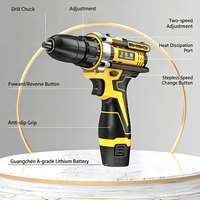 Perceuse sans fil portable à 2 vitesses, mandrin sans clé, tournevis électrique multifonction pour la réparation à domicile et les projets de bricolage
