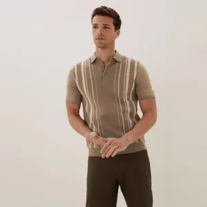 VESCOO Blusa 100% caxemira para homens, pulôver de gola polo estilo clássico e versátil, camisa polo de caxemira para malha