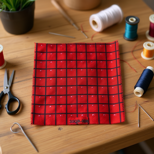 Tissu textile à carreaux DIY 30QB-008 Matériel artisanal imprimé rouge - Product Image 2