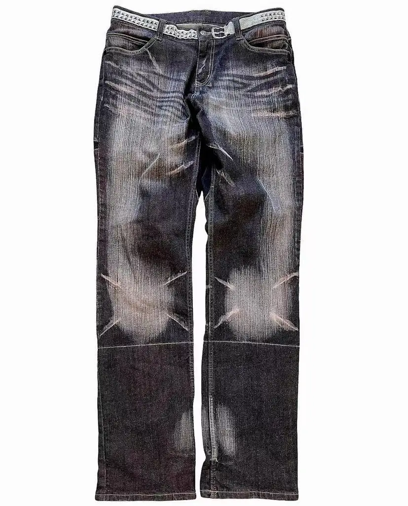 Промытые мужские тёмные очки ретро джинсы нашивки под заказ дизайн осень уличный стиль мужские джинсы