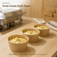 Bols à salade en papier personnalisés avec couvercles, bols en papier kraft ronds pour emporter, emballage pour la restauration rapide, sushis, salades, nouilles, pain
