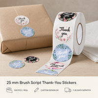 Autocollants de remerciement circulaires de 25 mm, style floral, design végétal, étiquettes rondes écologiques pour sceller les colis