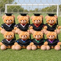 Ours en peluche personnalisé avec logo, imprimé en forme de toque et de robe de diplômé, pour cadeau de cérémonie de remise des diplômes universitaire
