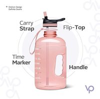 Bouteille d'eau grande capacité pour adulte avec paille et poignée, 2,2 L (2,2 gallons), gourde de sport 2 litres
