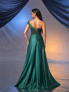 Gaun pesta wanita berpayet dengan model off-shoulder dan belahan paha tinggi, gaun malam yang mempesona, gaun pesta korset ketat berkilauan - Product Image 2