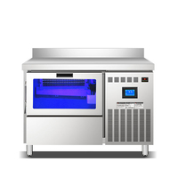 Congélateur de comptoir commercial HENGZHI 110 cm, machine à glaçons avec moteur, capacité 80-120 kg/jour, 110V/220V