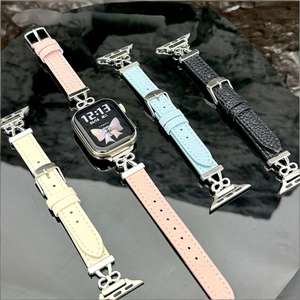 Correa de cuero genuino con conector metálico de lujo para Apple Watch Band Ultra 3 2 Series 11 10/9/8/7, correas de reloj delgadas. - Product Image 1