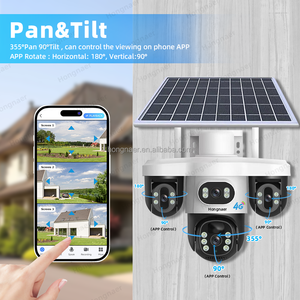 Caméra de surveillance sans fil alimentée par énergie solaire Hongnaer 12MP, caméra IP PTZ <span class=keywords><strong>3</strong></span>, V380 Pro, <span class=keywords><strong>3</strong></span> objectifs, carte SIM 4G, caméra de sécurité solaire - Product Image 4