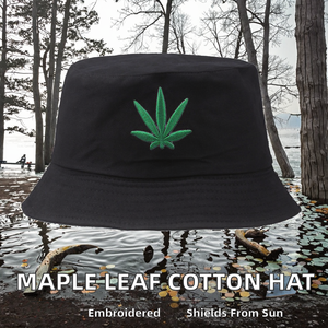 Chapeau Bob Unisexe Pliable Brodé - 100% Coton, Protection Solaire, Voyage, Cyclisme, Pêche, Fête, Chapeau Décontracté, Motif Feuille d'Érable, Quatre Saisons - Product Image 2