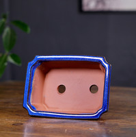 Yixing pot bonsai, pot bonsai persegi panjang keramik mengkilap dilukis tangan keramik bonsai pot Jepang untuk penggunaan Taman dan Rumah