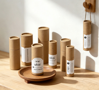 Boîte d'emballage en tube de papier écologique en kraft brun personnalisé avec logo pour flacon de parfum, d'huile essentielle ou de déodorant