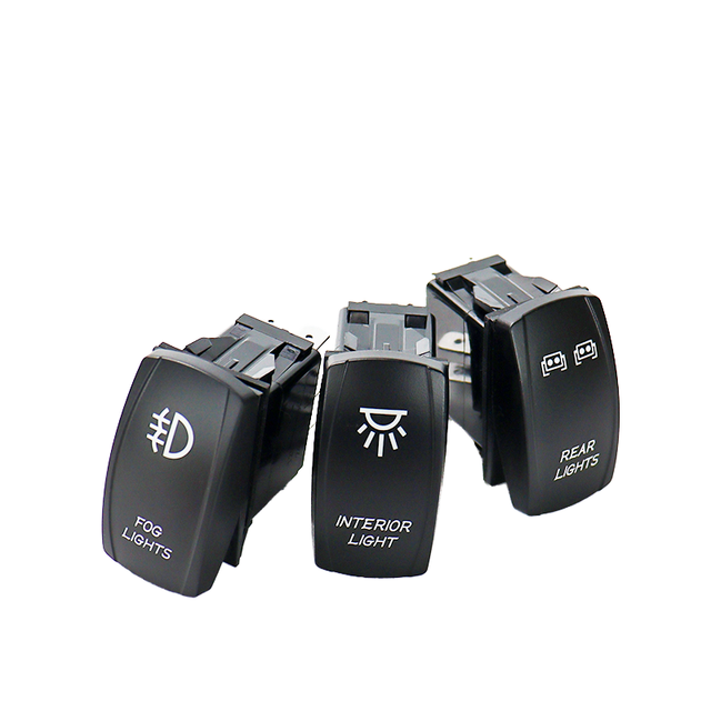 12V 24V Rocker Switch IP65 Waterproof On-Off 5Pins Dual Led Illuminated Customized Laser Engravable Marine Switch for Car Boat