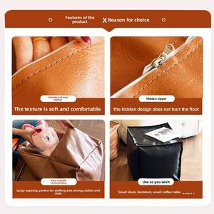 Sgabello contenitore in pelle cerata per soggiorno, ideale per persone che apprezzano il comfort, per riporre <span class=keywords><strong>vestiti</strong></span>, trapunte e oggetti vari, utilizzabile anche come seduta. - Product Image 3