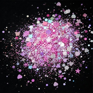 2026 Vente en gros usine en vrac Mélange de paillettes épaisses en polyester 12 couleurs Formes cœur et étoile Non toxique Pour l'artisanat et les gobelets - Product Image 1