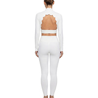 Nouvel ensemble de yoga sans dos à pétales unis pour femme, avec pantalon de fitness taille en V très élastique, effet push-up, anti-transpiration et coussinets de poitrine pour l'entraînement