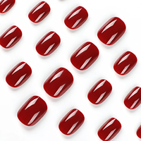 2023 presse de gel écologique de luxe sur les ongles conception ovale rouge vin 24 pièces prêt à expédier matériau ABS échantillon gratuit inclus