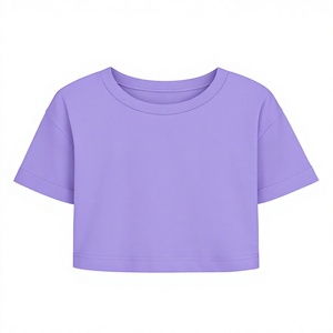 T-shirt court décontracté basique ample en coton uni à col rond et manches courtes avec revers, personnalisable en plusieurs couleurs pour femme - Product Image 5
