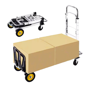 Aluminium 4-Rad Faltbarer Tragbarer Handgezogener Kurier-Logistikwagen 150KG Flachbett-Frachtwagen Plattform OEM Lagerwerkzeuge - Product Image 1