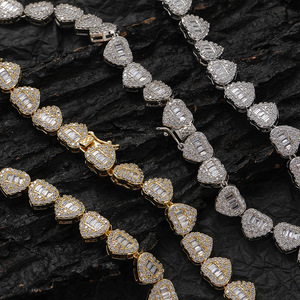 Collana tennis <span class=keywords><strong>a</strong></span> forma di cuore da 8 mm in rame intarsiato con zirconi, collana di tendenza impilabile per coppie, stile amore. - Product Image 3