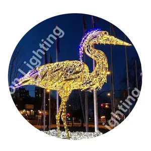 Скульптура больших животных, светодиодное рождественское праздничное уличное освещение, 3D-освещение с изображением птиц