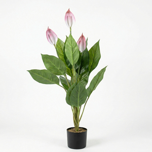 Plante artificielle de lys de la paix, plante en pot décorative d'intérieur, plante verte haut de gamme pour la maison, le bureau, le hall d'hôtel, les événements - Product Image 1
