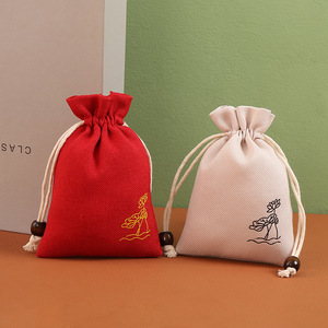 Bolsa de Cordón con Diseño de Loto Chino Tradicional, 8x10cm 10x14cm, para Empaque de Joyería, Almacenamiento de Regalos - Product Image 3