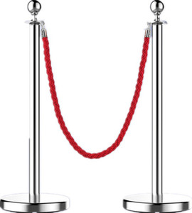 Thép không gỉ màu đỏ dây thừng và cực kiểm soát đám đông rào cản stanchion cảnh báo bollard - Product Image 1