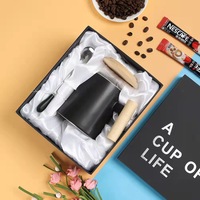 Grande tasse à café en céramique avec couvercle, cuillère, poignée en bois à motif de dessin animé, pour le bureau, pour couple, logo personnalisable, cadeaux d'anniversaire
