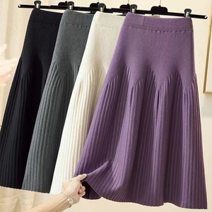 Falda de punto grueso de longitud media, nueva, adelgazante, versátil, estilo A, para mujer, otoño 2026, <span class=keywords><strong>al</strong></span> <span class=keywords><strong>por</strong></span> <span class=keywords><strong>mayor</strong></span> - Product Image 1