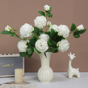 Bouquet de roses artificielles Ruilisi, 5 têtes, en soie, décoration de mariage, fait main, style français - Product Image 3