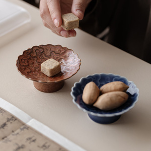 Guanlan <b>Ceramics</b> Auspicious Cloud Stem <b>Plate</b> Porcelain Round Small Tea Fruit Snack <b>Plate</b> Chinese Zen Style - Product Image 2
