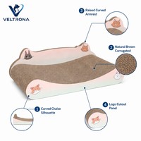 Chaise longue pour chat, griffoir, canapé, lit de détente, mobilier en carton ondulé marron, coussin d'intérieur pour chaton, vente en gros