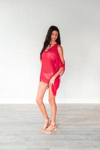 Incredible Western Style <b>Red</b> Sexy Cold Shoulder Swim Wear Exotic Beach Wear Vacation Sexy Beachwear Kaftan <b>Dress</b> For Women - Product Image 6