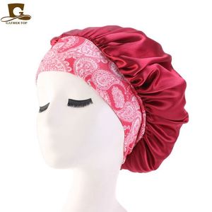 Bonnet en satin ajustable personnalisé avec logo, imprimé floral et large bande unie, idéal pour un usage quotidien unisexe en extérieur - Product Image 4