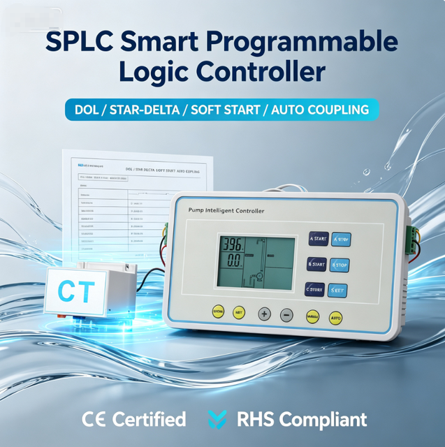 SPLC-3 Programmable Pump Logic Controller With RS485 Communication Compatible Pressure Transmitter  Current CT Monitoring