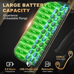จักรยานไฟฟ้า Jansno X70 รุ่น 250w แบตเตอรี่คู่ 37Ah ยางขนาด 20 นิ้ว จักรยานไฟฟ้าสำหรับผู้ใหญ่ในเมือง มีสินค้าในคลังสินค้า EU USA UK - Product Image 3