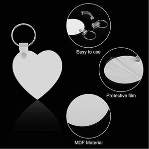Wholesale Sublimation <b>Key</b> Ring Heat Transfer <b>Key</b> <b>Chain</b> DIY Printing Sublimation Blank MDF Wood Keychains - Product Image 3