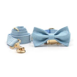 Nuevos productos de moda, <span class=keywords><strong>collar</strong></span> de perro personalizado, hebilla dorada de cuero, lindas corbatas de cuero de gamuza azul cielo para perros, correas para mascotas - Product Image 6