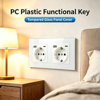 Prise murale UBARO 153 mm 2 gangues EU avec USB-A 5V2A, panneau en verre trempé blanc, 16A 250V, série M, double prise électrique Schuko